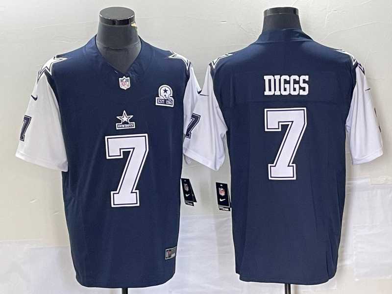 Men%27s Dallas Cowboys #7 Trevon Diggs Navy Blue FUSE Vapor Thanksgiving 1960 Patch Limited Stitched Jersey